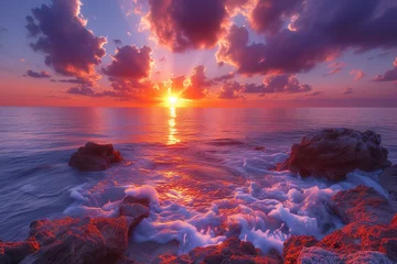 Fotobehang sunset over the sea © Shahir