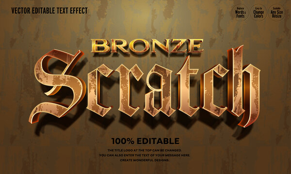 [Editable Text Effect] ”Bronze Scratch Logo” Classic vintage title letter style like a rusted copper channel letter sign / 
錆びた銅のチャンネル文字看板のようなクラシックなヴィンテージタイトル文字スタイル