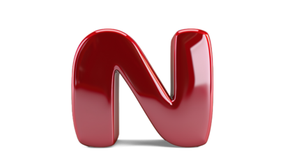 3d letter N in red color on white background
