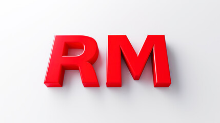 3d letter RM in red color on white background,