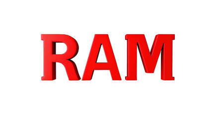 Fototapeta premium 3d letter RAM in red color on white background