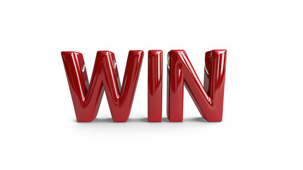 Fototapeta premium 3d letter WIN in red color on white background