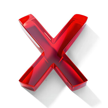 A glossy red X symbol hovering in a three-dimensional space