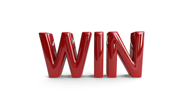3d letter WIN in red color on white background