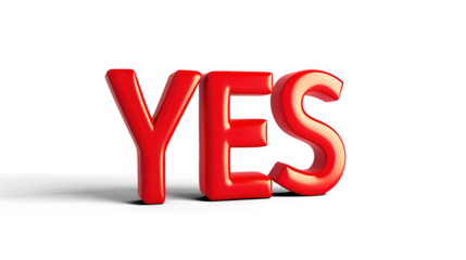 3d letter YES in red color on white background