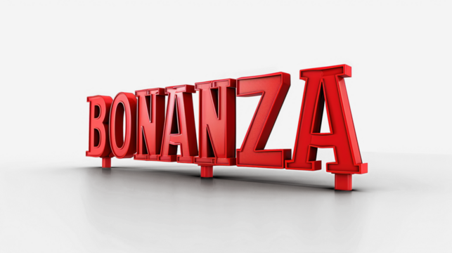 3d letter BONANZA in red color on white background
