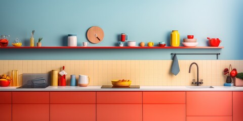 Fototapeta na wymiar colorful minimalistic modern kitchen