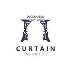 Curtain logo decoration style minimalist elegant vector design illustration