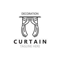 Curtain logo decoration style minimalist elegant vector design illustration