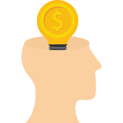 Showing financial ideas in a businessman head, Vector illustration in flat style

