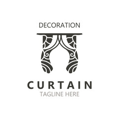Curtain logo decoration style minimalist elegant vector design illustration