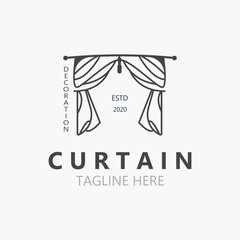 Curtain logo decoration style minimalist elegant vector design illustration