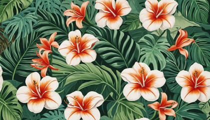 tropical flowers background graphic vector