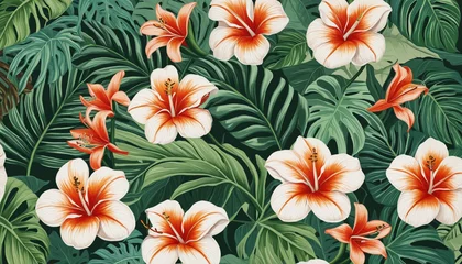 Tuinposter tropical flowers background graphic vector © Random_Mentalist