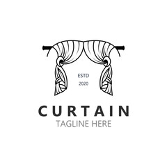 Curtain logo decoration style minimalist elegant vector design illustration