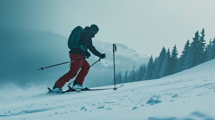 A Man Skiing