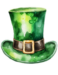 Saint patrick day leprechaun hat in watercolor style 