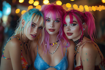 Obraz premium cosplay, cosplayer, anime, manga, mädchen, frauen, blaue haare, rosa, pink, niedlich, süß, sexy, schön, schönheit, japan, japanisch, asiatisch