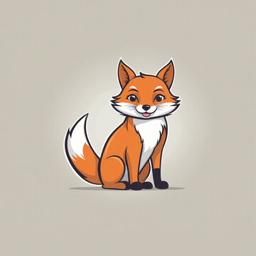 Flat vector logo of an adorable fox