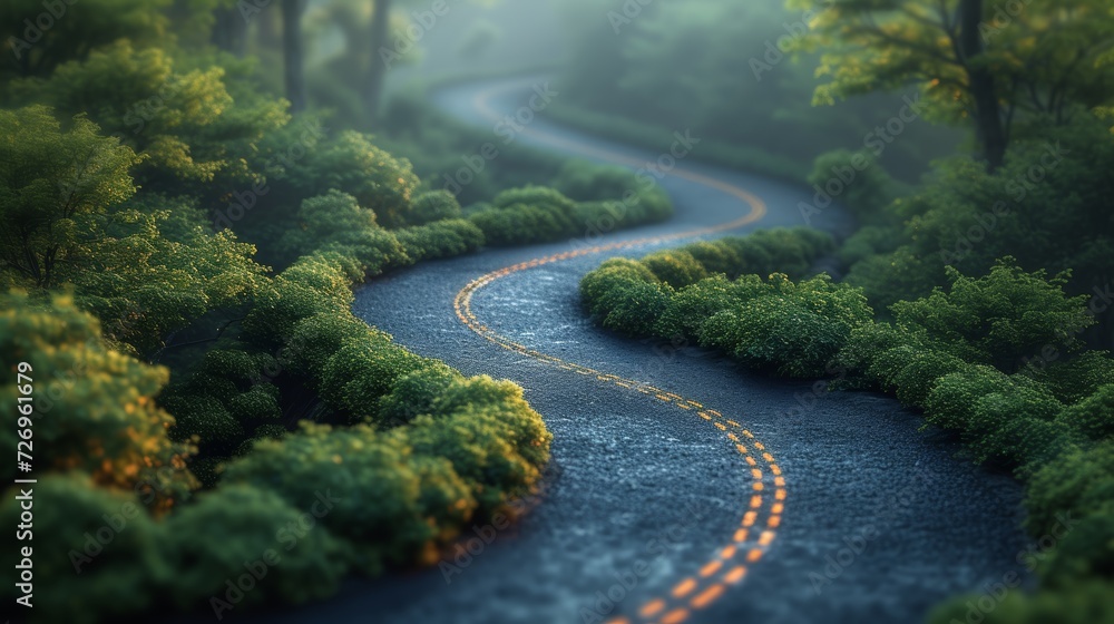 Aufkleber road in the forest. 3d render. conceptual image. - generative ai