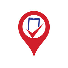 Check mobile gps shape concept logo design template vector. Mobile Repair Logo icon. Mobile App Logo