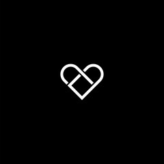  Heart abstract logo icon isolated on dark background