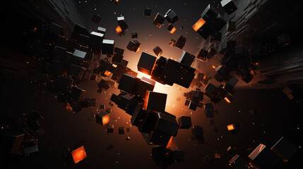 3d geometric shapes on indoor background Ai generative