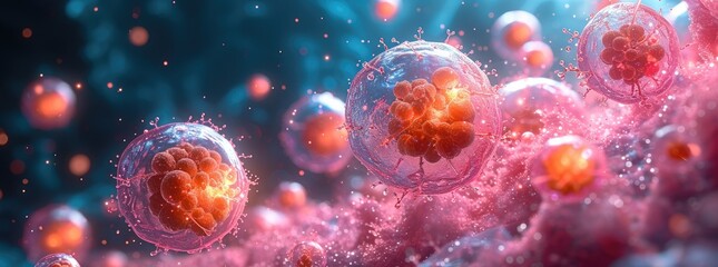 Leukocytes Visualized in Artistic Medical Illustration Style. - obrazy, fototapety, plakaty