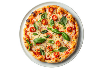 Pizza on a white plate, simple and delicious