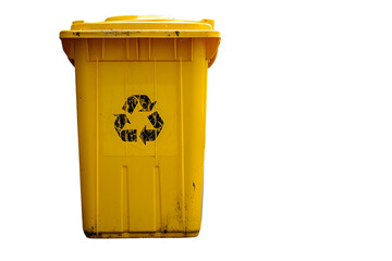 Yellow Garbage Bin, Trash Can, Waste Management, Environmental Conservation, Recycling