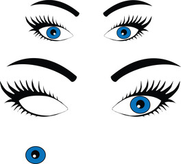 set of eyes|Set of eyebrows with colored eyes shapes|Eyebrows with eyes logo set