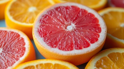 Citrus fruit background. Grapefruit, orange, lemon, lime - Generative AI