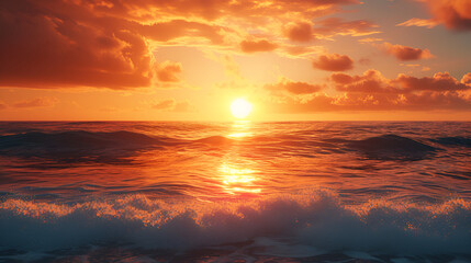 Fototapeta na wymiar great sunset over the ocean, generative ai