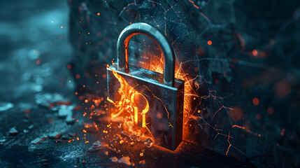 A dramatic illustration of a broken padlock symbolizing a breach in email security