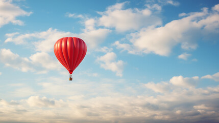 Naklejka premium 푸른 하늘을 떠도는 붉은 풍선의 자유로운 여정