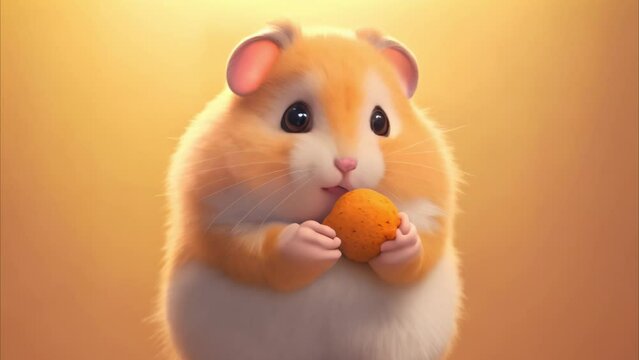 cute hamster is eating video 4k