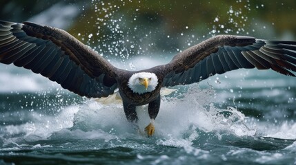 bald eagle Catch fish on the surface of the water Can see prey while hunting Make a big splash like...