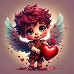 Cute little boy cupid standing 