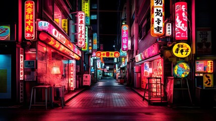 Japanese colourful Neon sign Tokyo city Shinjuku street Entertainment nightlife