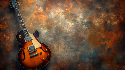 Guitar and blank grunge background. generative ai - obrazy, fototapety, plakaty