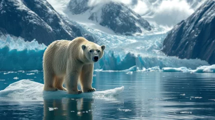 Keuken spatwand met foto Polar Bear on a Melting Ice Floe. Climate change concept © Viktor