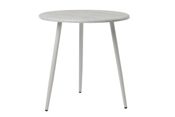 round grey table on three white legs, isolated 