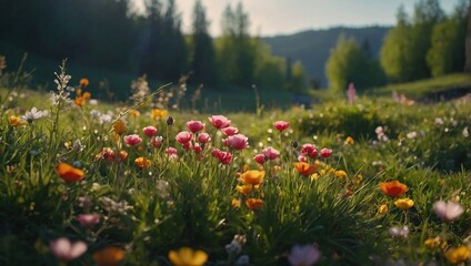 Fototapeta premium spring season in the green forest