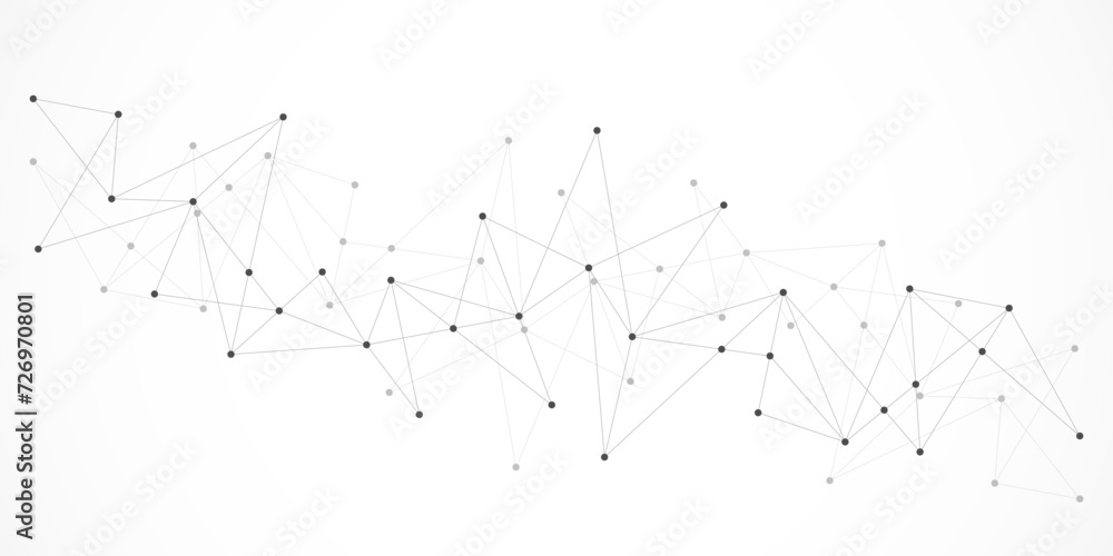 Fototapete Vector illustration of minimalistic design with connecting the dots and lines. Abstract geometric background of science and technology concept