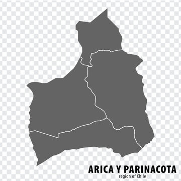 Blank map Arica y Parinacota  Region of Chile. High quality map Arica y Parinacota with municipalities on transparent background for your web site design, logo, app, UI. Republic of Chile.  EPS10.