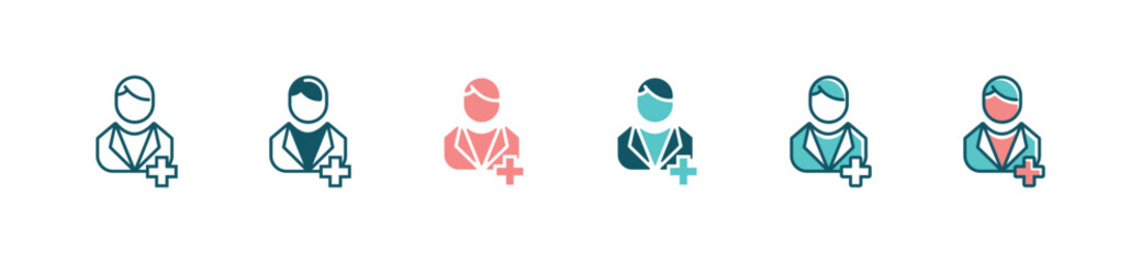 medicals docter consultation icon set health care ask paramedic staff person vector illustration