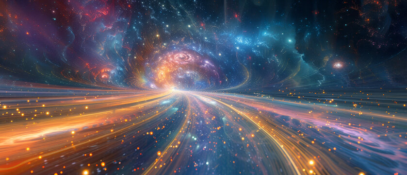 Hypnotic galaxy swirl with vibrant cosmic colors.
