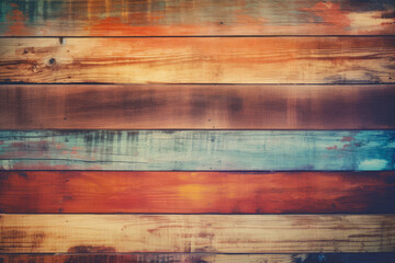 Naklejka premium Close up of wooden wall with different colors of paint.