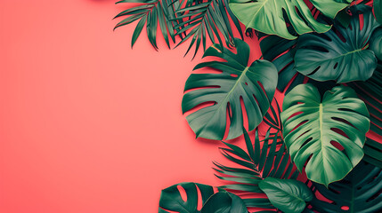 palm leaves on isolated background, copy space, generative ai - obrazy, fototapety, plakaty