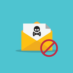 Spamming mailbox icon. Email hacking and spam warning symbol. EPS10 Vector Illustration.	 - obrazy, fototapety, plakaty